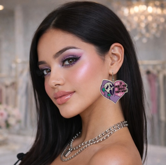 ♡Alex_Boutique♡ Jewelry - Ghostface Heart Earrings | Horror Movie Inspired Y2K Goth Statement Jewelry